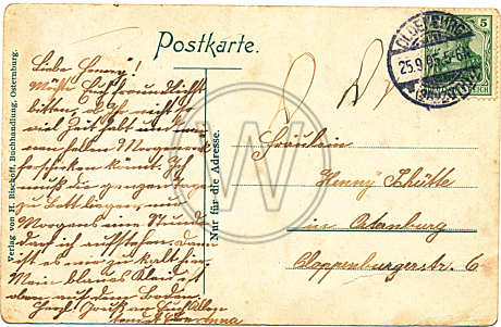Postkarte Cloppenburger Straße Gaststätte Goldener Stern Rückseite