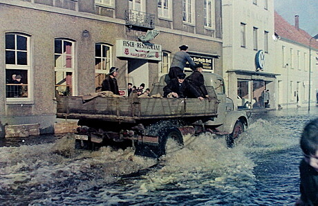 Überschwemmung bei der Sturmflut 1962