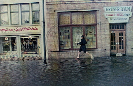Überschwemmung bei der Sturmflut 1962