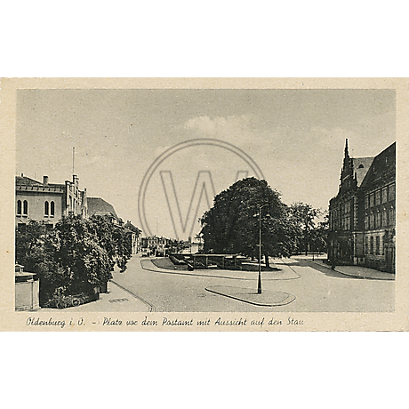 Postkarte Oldenburger Hafen und Post 1940