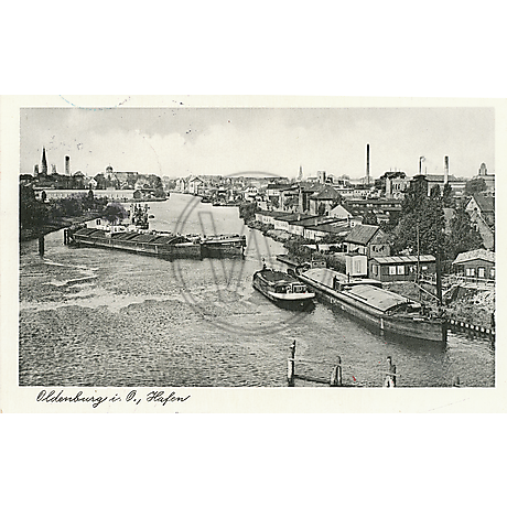 Postkarte Stau Hafen 1955