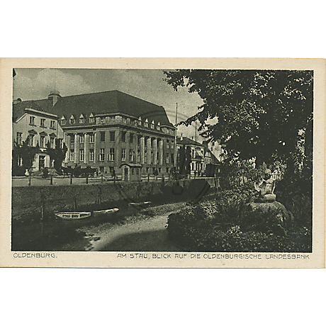 Postkarte Landesbank und Stau um 1940