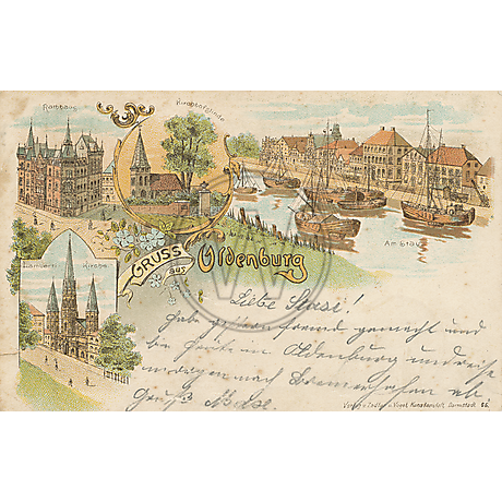 Postkarte Oldenburger Hafen 1900