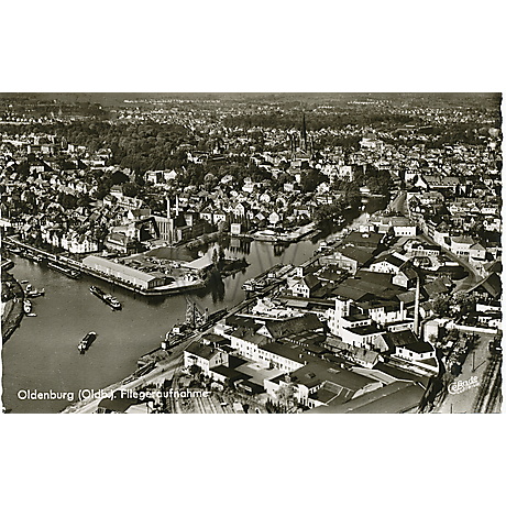 Postkarte Luftbild Stau Hafen 1950er Jahre