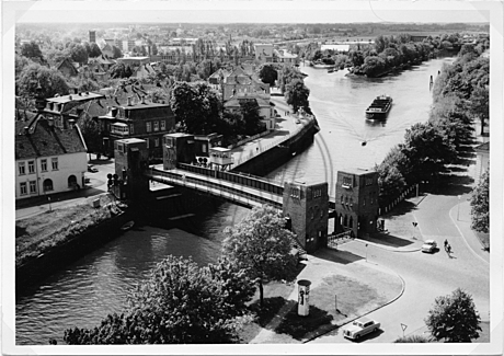 Postkarte Luftaufnahme Cäcilienbrücke