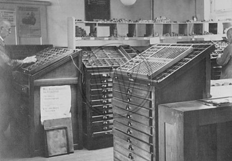 In der Buchdruckerei Karl Postel 1944