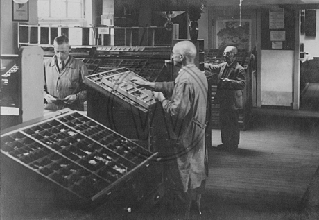 In der Buchdruckerei Karl Postel 1944
