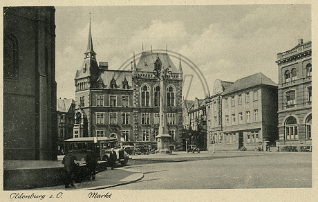 Postkarte Marktplatz, 1930er/1940er Jahre